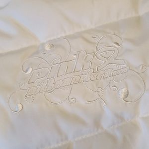 Pink Ribbon Riders white puffer vest